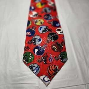 NFL Mens Necktie Helmets All Over Print‎ Football Vintage Multicolored